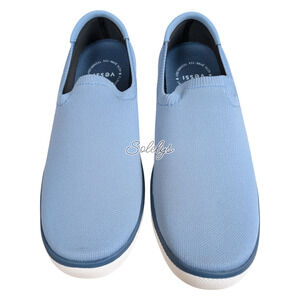 Vessi Boardwalk Slip-On Womens 9 Tidal Blue Gray Waterproof DymaTex Knit Sneaker